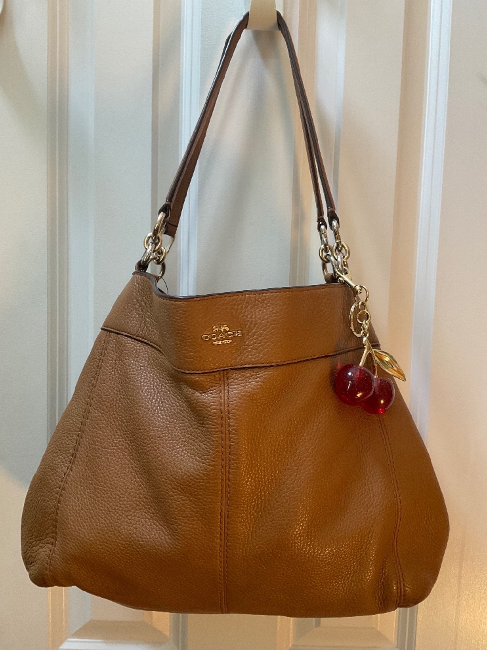 Coach Lexy Leather Hobo Shoulder Bag Saddle Tan Brown Gold F28997